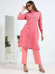 Pink Cotton Printed Handloom Co-Ord Set